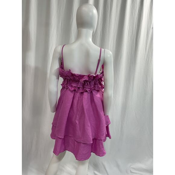 Aureta. 'Penelope' Pink Linen Mini Dress Size XS - Picture 3 of 5